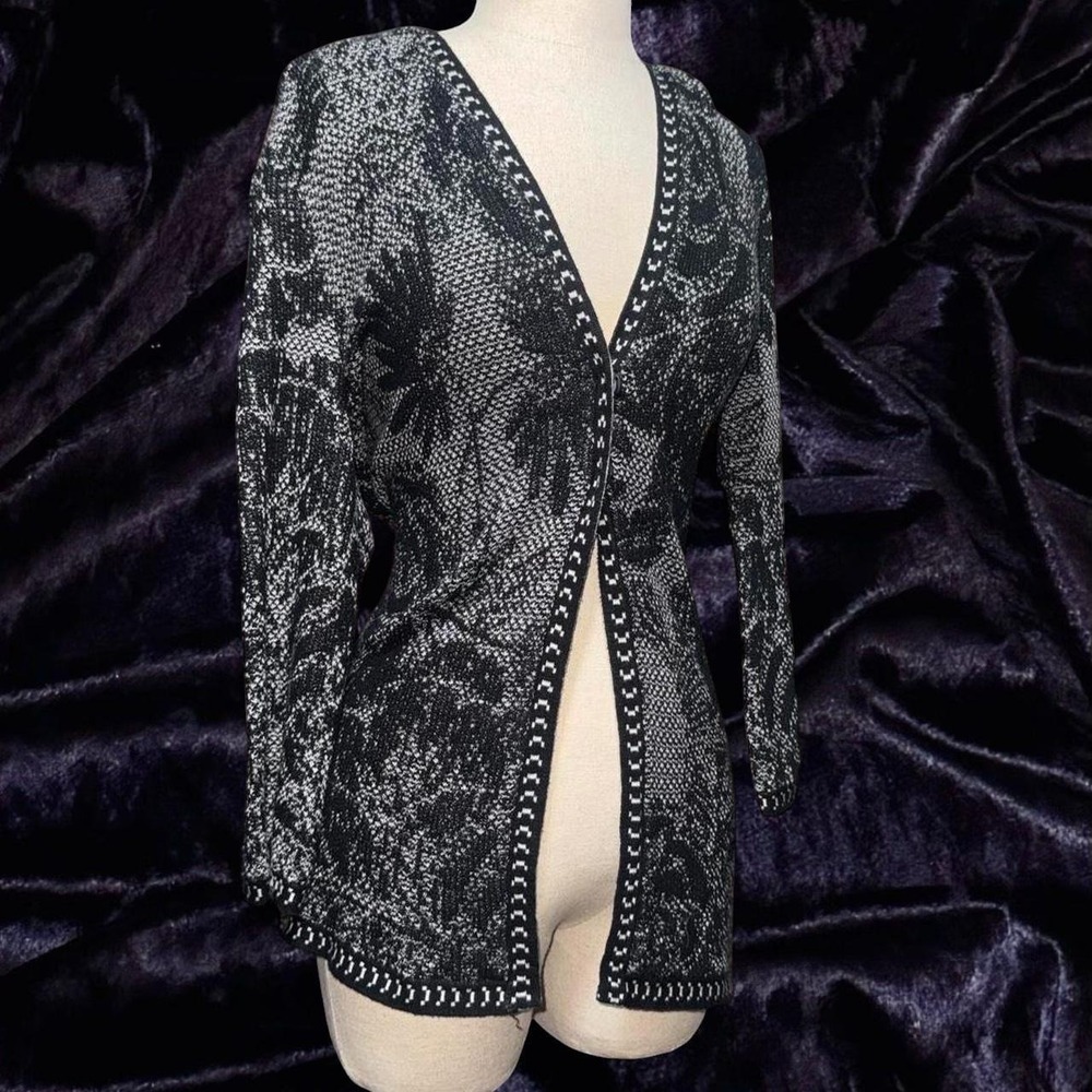 Y2K Black Ribbed Button Cardigan